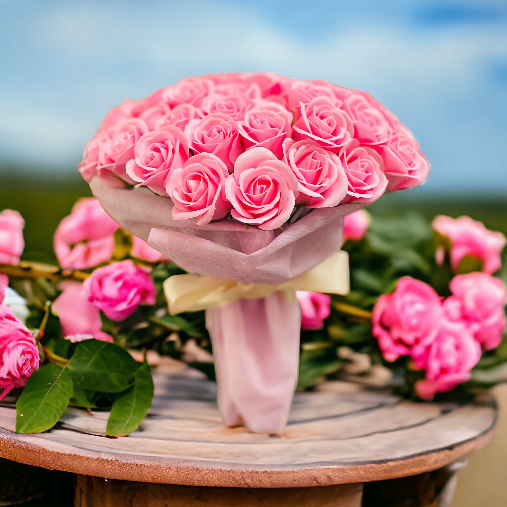 ピーチピンク　S(50本)　サヴォンローズ　ばらの花束　母の日におすすめ☆(ROSE＆SKY（ローズアンドスカイ）さん)のメインイメージ